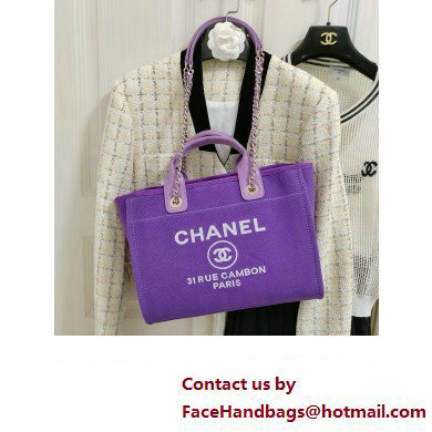 chanel Mixed Fibers, Calfskin  &  Gold-Tone Metal shopping bag purple 2024